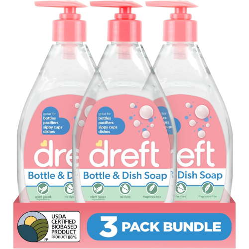 Bottled and dish soap | specifically designed for cleaning baby bottles, sippy cups, pacifiers, breast pumps, etc. | gently removes milk stains and odors | plant-based, fragrance-free dish soap | 18
