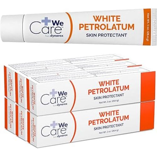 Dynarex White Petrolatum, Petroleum Jelly for Dry, Damaged or Cracked Skin, Soothing White Petroleum Jelly for Minor Skin Irritations, 1 oz. Tubes, 6 Pack of Petroleum Jelly Tubes