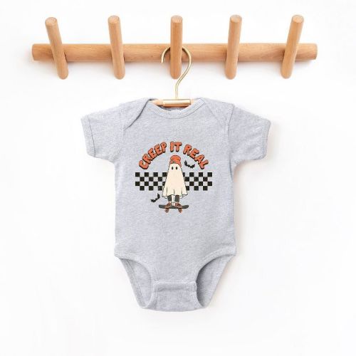 The Juniper Shop Creep It Real Skate Board Baby Bodysuit - Newborn - Natural