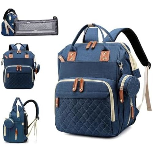 Baby Diaper Backpack, Changing Pad, Waterproof, USB Port (Blue)