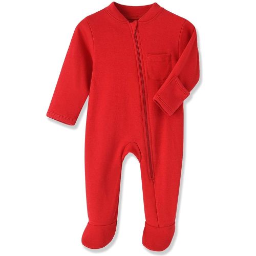Eleven's Kingdom Baby Kids Sleep and Play,Baby Cotton Pajamas with Mitten Cuffs, 2 Way Zipper Footed Sleeper 0-12 Month