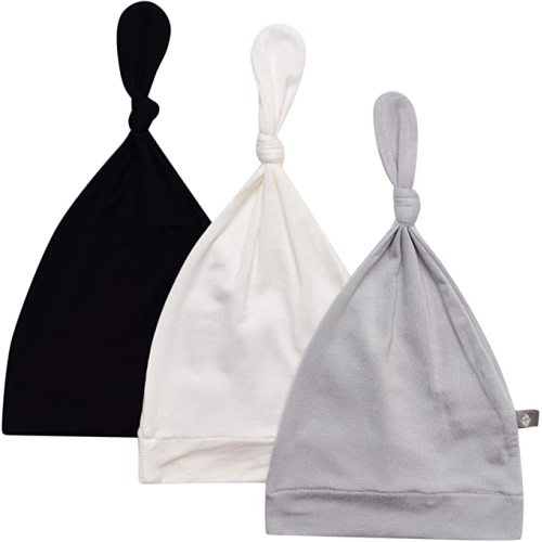 KYTE BABY Rayon Made from Bamboo Baby Beanie Hats - Super Soft Knotted Caps Available in Pattern and Solid Colors - 3 Pack