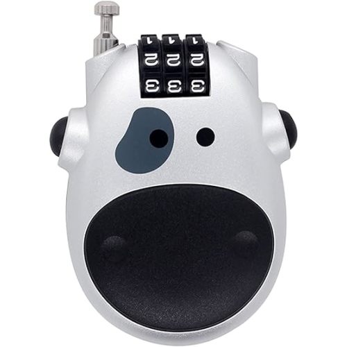 3 Digit Code Lock, Lovely Cow Shape Design Stroller Lock Combination Lock Pushchair Bicycle Stroller Password Security Coded Lock for Locking Pram Baggage Helmet Backpack Cabinet (White Cow)