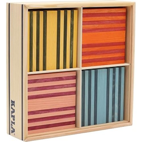KAPLA 100 Octocolor Case - Wooden Construction Set 100 Colored Building Planks
