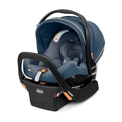 Chicco KeyFit Max Zip ClearLux Infant Car Seat and Base, Rear-Facing Seat for Infants 4-30 lbs., Zip-Open Privacy Shield, Compatible with Chicco Strollers, Baby Travel Gear | Midori/Blue