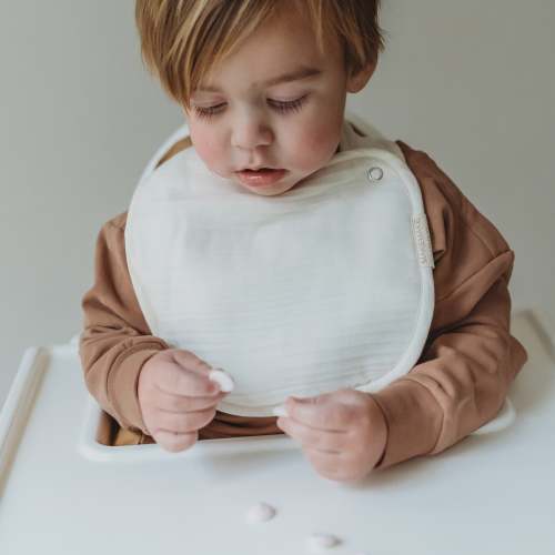 Organic Baby Bibs Muslin - Ivory & Taupe