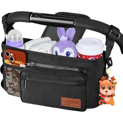 Stroller Organizer with Cup Holder, Non-Slip Stroller Caddy Baby Essentials