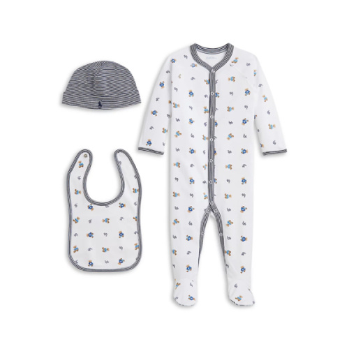 Ralph Lauren Polo Unisex Cotton 3 Piece Gift Set - White (Size Newborn)