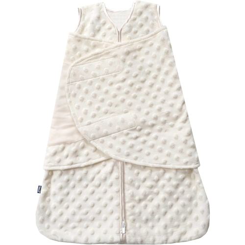 HALO Sleepsack Swaddle, 3-Way Adjustable Swaddle Blanket, TOG 3.0, Velboa, Cream Plush Dots, Small, 3-6 Months