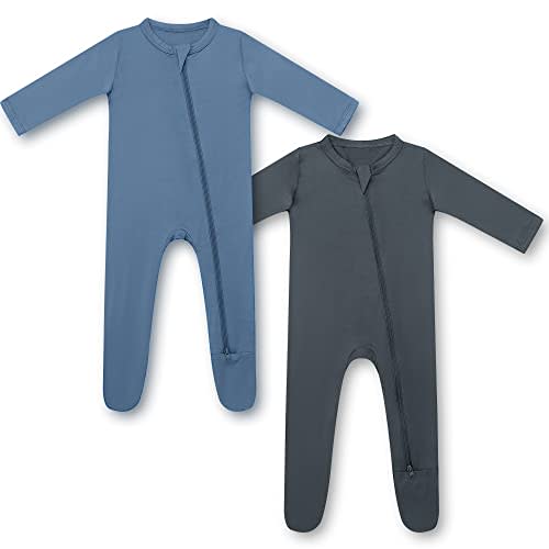 HAPIU Rayon from Bamboo Baby Footed Pajamas, 2 Way Zipper YKK, Footie for Baby Boy Girls, Newborn-24 Months