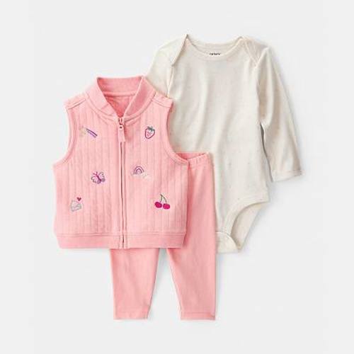 Baby Girl Carter's 3-pc. Fruit Embroidered Vest, Bodysuit & Legging Set