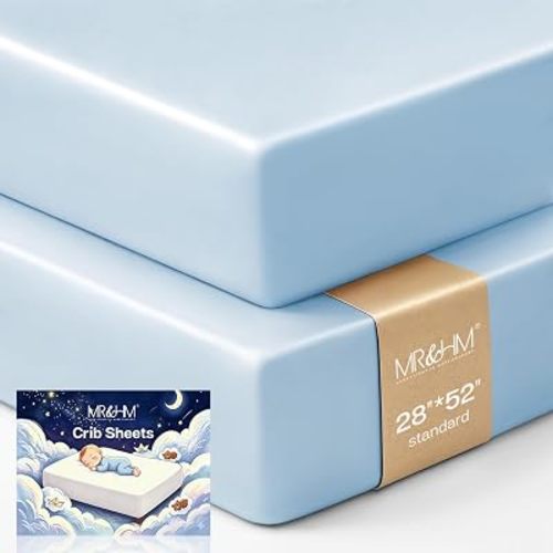 MR&HM Satin Crib Sheets for Babies & Toddlers - Gentle on Hair & Skin 2 Pcs
