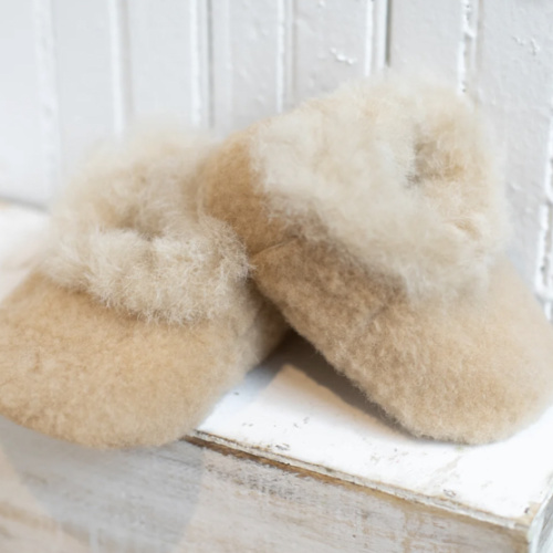 Alpaca Baby Booties with Merino Fleece | Fluff Alpaca