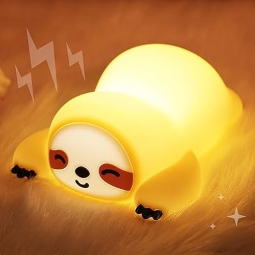 Sloth Night Light, Cute Squishy Lamp for Bedroom, Silicone Animal Dimmable & Timer Rechargeable Nightlight for Girls Boys Kids, Home Decor Christmas Birthday White Elephant Gifts