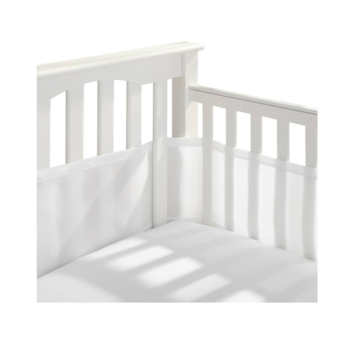 BreathableBaby Breathable Mesh Liner for Full-Size Cribs, Classic 3mm Mesh, White (Size 4FS Covers 3 or 4 Sides)