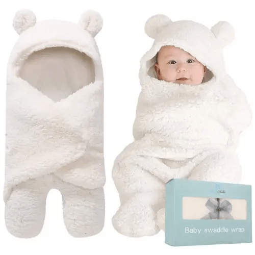 Baby Swaddle Blanket | Ultra-Soft Plush Essential for Infants 0-6 Months | Receiving Swaddling Wrap White | Ideal for Baby Boy Accessories and Newborn Registry | Perfect Baby Girl Shower Gift