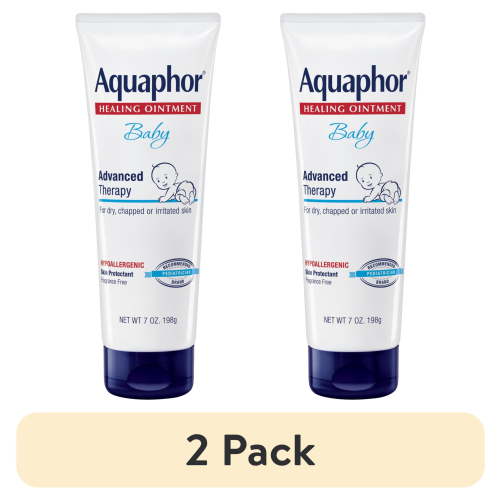 (2 pack) Aquaphor Baby Healing Ointment for Teething, Drool and Diaper Rash, Hypoallergenic, 7 oz