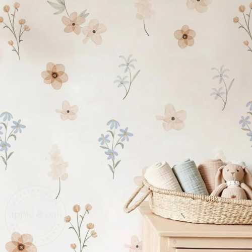 Floral Nursery Wall Decal Baby Girl Room Decor Kids Room Wall Stickers Botanical Wall Art