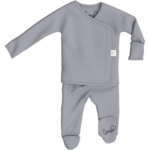 Bonsie Skin to Skin Babywear Footie - Gray Baby Footed Bodysuit - Fog