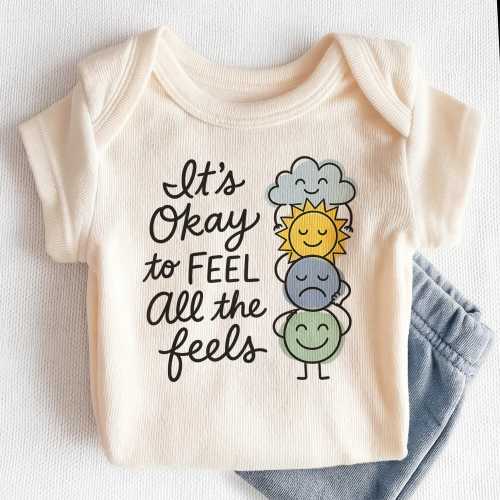 It's Okay To Feel All The Feels Baby Onesie - Cute Mental Health Awareness Bodysuit