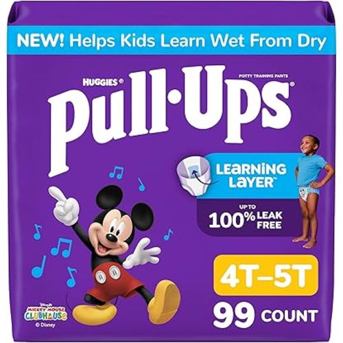 Pull-Ups Boys' Potty Training Pants, Size 4T-5T Training Underwear (38-50 lbs), 99 Count