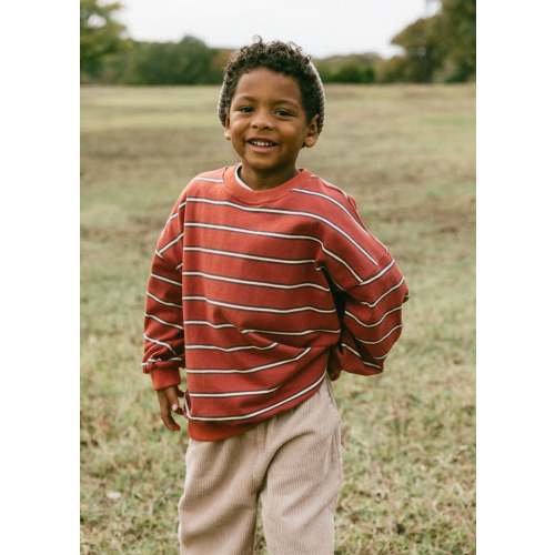 Lightweight Striped Crewneck- Rust Red – Fostered Collection