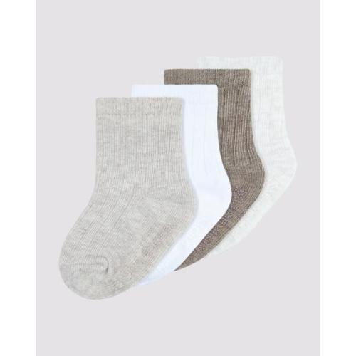 Underworks Cotton Blend 4 Pack Baby Ribbed Crew Socks