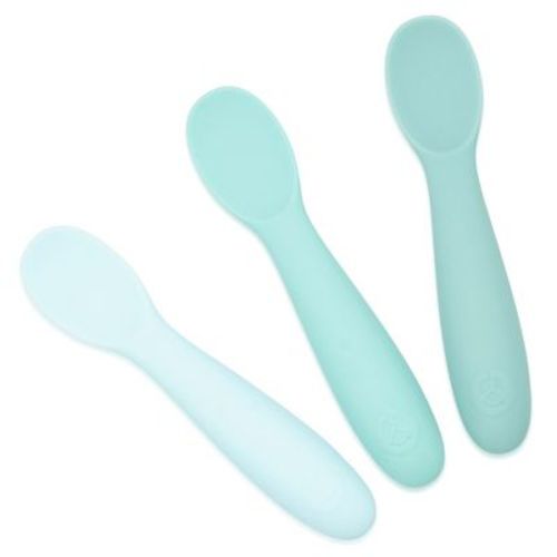 WeeSprout Baby Spoons for Self Feeding 6 Months +, Soft & Durable Silicone Utensils for Sensitive Gums & Teeth, 3 Pack + Carrying Case