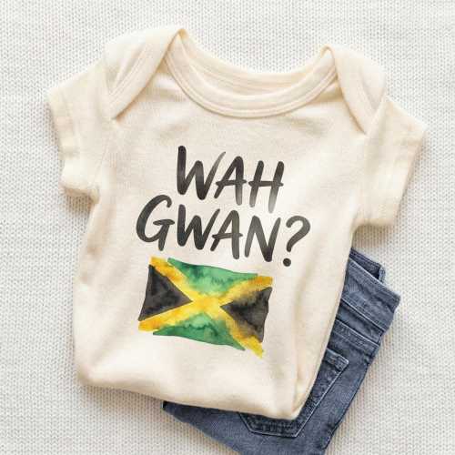 Wah Gwan Jamaica Baby Onesie - Cute Jamaican Flag Bodysuit