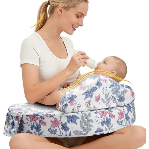 Nursing Pillow for Breastfeeding, with Safety Fence, Removable Cover