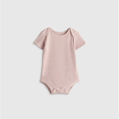 Softest Rib Short Sleeve Bodysuit  in Lilac Stripe