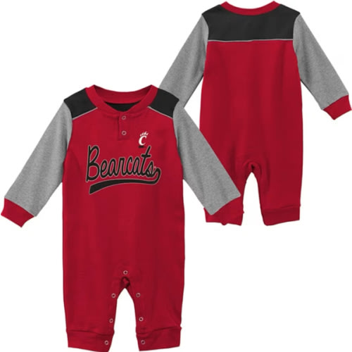 Cincinnati Bearcats Baby Red Scrimmage Long Sleeve Romper - 133407845