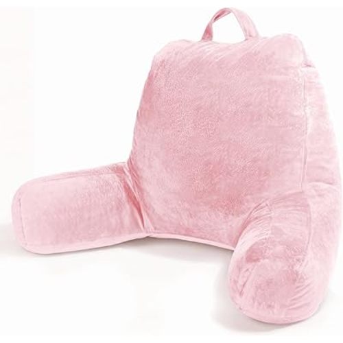 Sasttie Reading Pillow for Bed, Back Pillow for Sitting Up, Pink