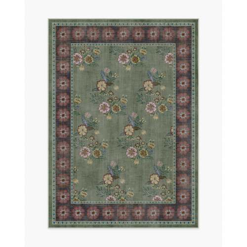 Pennywood Green & Pink Rug | Ruggable, 6x9