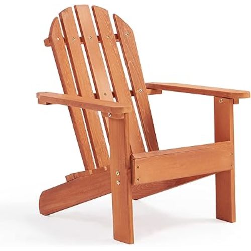 Wooden Kid's Adirondack Chair for Indoor and Outdoor, Natural Cedar Patio Lounge Chiar for Kids