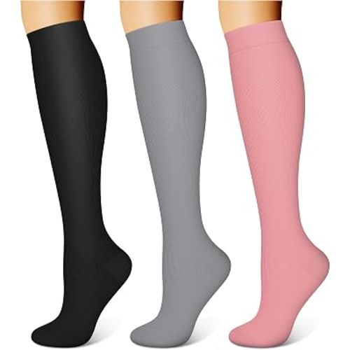 WITHYOU 3 Pairs Compression Socks for Women & Men 15-20 mmHg,Best Support for Nurses Running Hiking