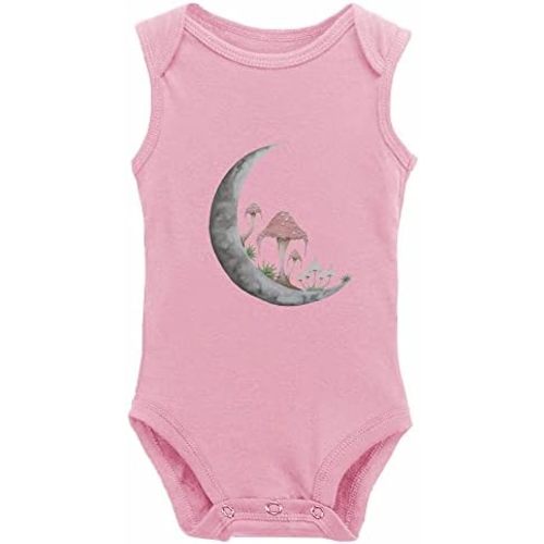 Mushroom Moon Baby Bodysuit -Newborn Infant Baby Bodysuit Long Sleeve 0-24 Months White