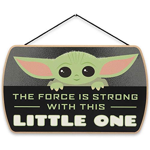 Disney Star Wars: The Mandalorian Baby Yoda Force is Strong With This Little One Hanging Wood Wall Decor - Grogu, The Child