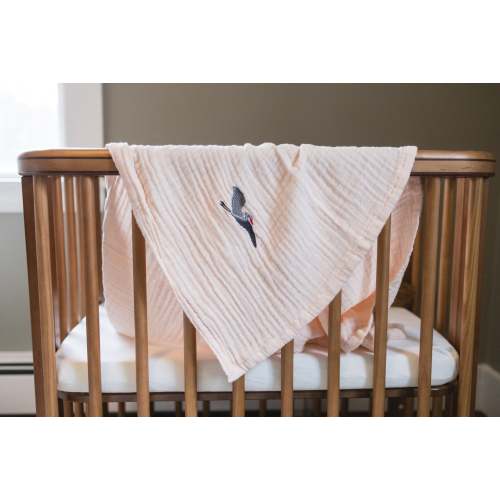 Petal Summer-Weight Organic Muslin Mini Stork Blanket with Monogram Option