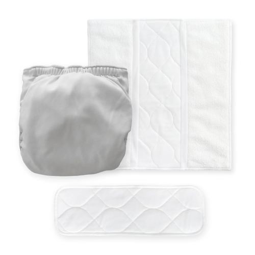 Amazing Baby Hybrid Cloth Diaper Cover with Pocket-Sling, Med, Sz 3 (12-25 lbs), Use Boosties Inserts, Gray, SmartNappy Set includes Swim Cover + Tri-fold Insert + Booster Pad