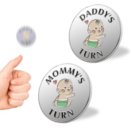 Meliatomia Lovely New Parent Decision Coin as Baby Gift,Double-Sided Coins as Gifts for Couples,Funny Gifts for Mom & Dad,New Mommy Essentials Fathers Day,Silver