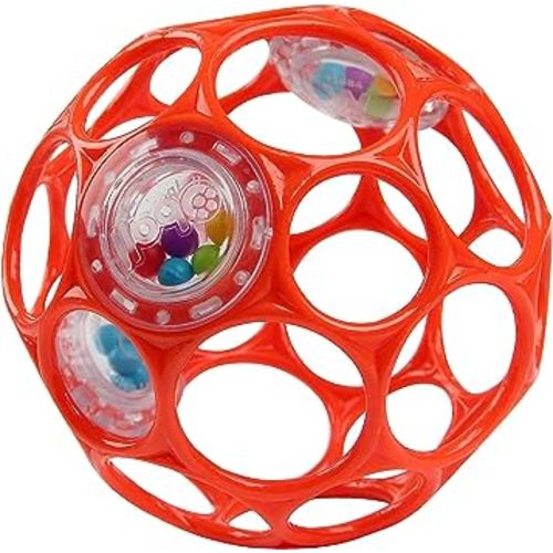 Bright Starts Oball Easy-Grasp Rattle BPA-Free Infant Toy in Red, Age Newborn and up, 4 Inches