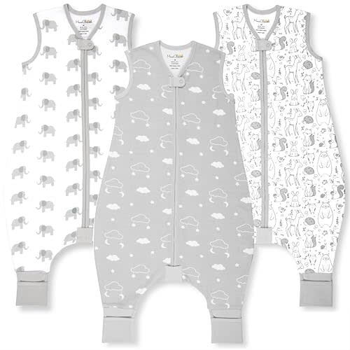Mama Cheetah Toddler Sleep Sack with Feet, 0.5 TOG Organic Cotton Baby Wearable Blankets with Legs, Baby Sleeping Bag for Walkers, Early Walker 6-18 Month, 3-Pack