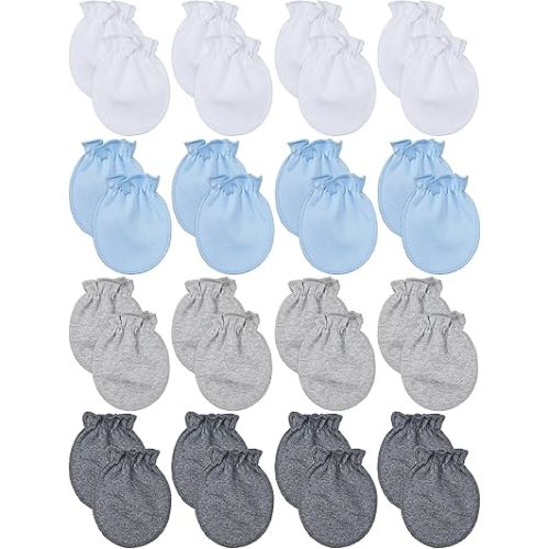 16 Pairs Newborn Baby Cotton Mittens No Scratch Gloves Unisex Newborn Mittens for baby Boys Girls 0-6 Months
