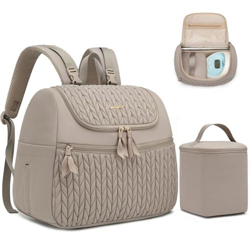 Qualyphant Breast Pump Bag for Spectra S1/S2 & Medela – Insulated Cooler Bag, 13" Laptop Sleeve, Diaper Bags Backpack – Lightweight, Water-resistant & Stylish for Work, Travel