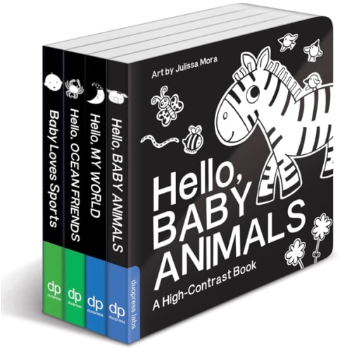 High Contrast Baby Book Set: 4 Board Books for Newborns