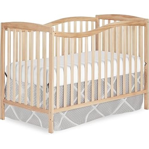 Dream On Me Chelsea 5-in-1 Convertible Full-Size Baby Crib in Natural, GreenGuard Gold & JPMA, Pinewood, 4 Mattress Heights, Converts to Toddler, Day & Full-Size Bed, Modern Classic Nursery