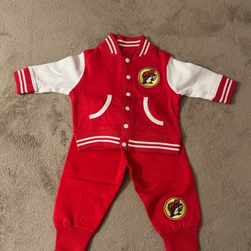 Baby Buc-ee’s Red White Striped Jacket and Pants Track Suit 0-3 Months NWOT