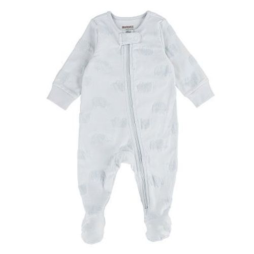 Newborn Baby Boys Huggies® Organic Cotton Blend Jacquard Velour Elephant Long Sleeve Footed Coverall