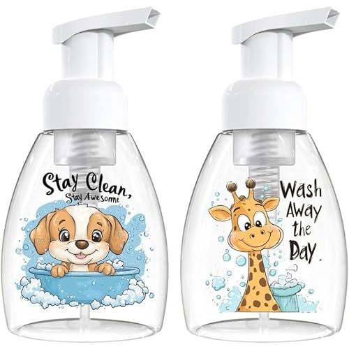 2PCS Foaming Soap Dispenser, DQELFA Foam Hand Soap Dispenser Pump Bottles, Refillable Plastic Foam Dispenser for Soap, Kitchen, Bathroom (8oz,250ml)